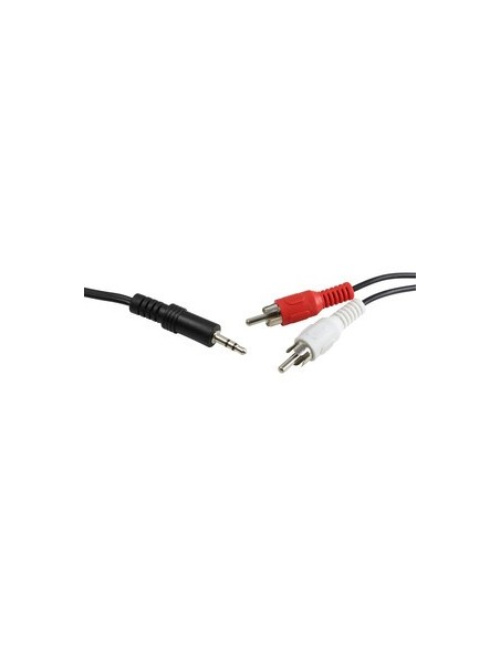 Conexión audio 2 machos RCA a Jack macho ST 3.5mm 1Mtr.