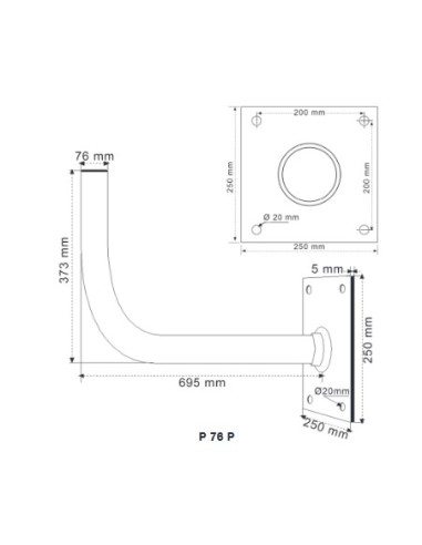 P 76 P / Soporte pared 76mm