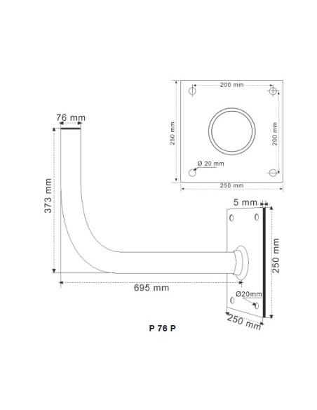 P 76 P / Soporte pared 76mm