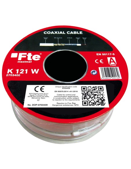 Cable coaxial 5mm CSS/Al blanco 100Mtrs / K 121 W