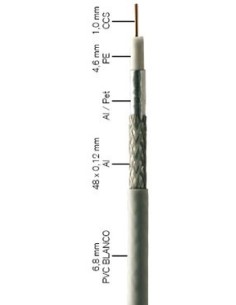 K 200 E / Cable coaxial 6,8mm CSS/Al blanco 100Mtrs 2