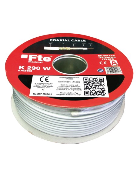 K 290 W / Cable coaxial 6,8mm CSS/Al blanco 100Mtrs