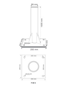 P 89 S / Soporte pie a suelo 89mm 2