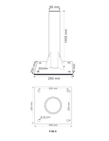 P 89 S / Soporte pie a suelo 89mm