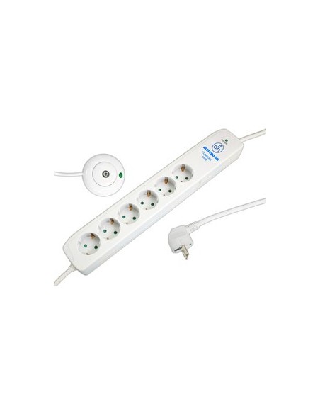 Base múltiple 6 tomas con interruptor de pie.