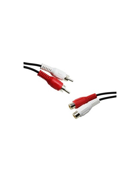 Conexión audio 2 RCA macho a 2 RCA hembra 2Mtrs.