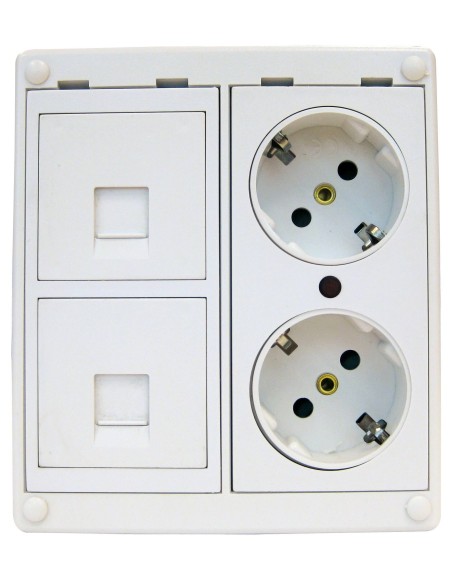 Puesto de Trabajo 2 Tomas RJ45 + 2 Shuckos  /  KIT MEC2-RJ45-SH