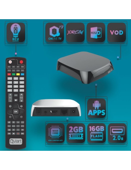 QVIAR AG2 / Receptor IPTV 4K Androip 7.0 WIFI + Bluetooch