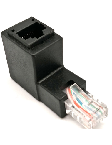 Adaptador RJ45 Macho-Hembra, 90º Cat.6