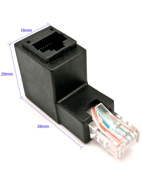 Adaptador RJ45 Macho-Hembra, 90º Cat.6
