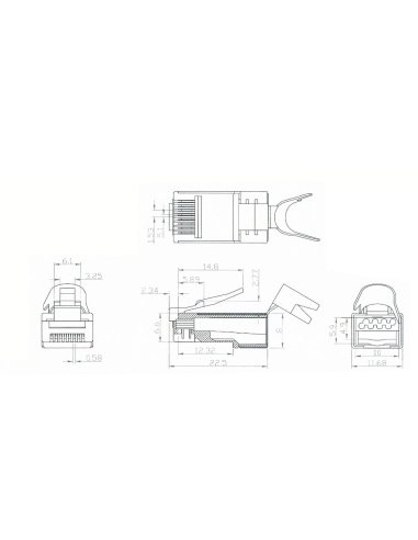 Conector RJ45 FTP Cat.7 + Guía
