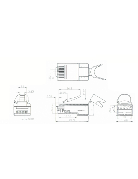 Conector RJ45 FTP Cat.7 + Guía