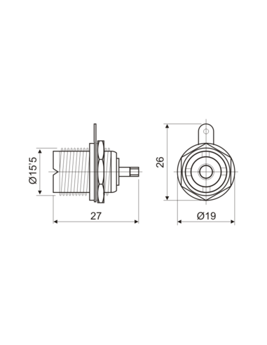 Conector PL hembra sujeción a chasis.