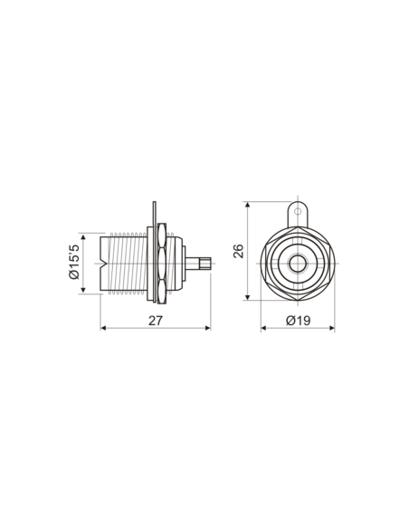 Conector PL hembra sujeción a chasis.