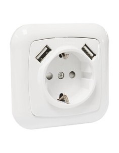 Base schuko empotrable + 2 tomas USB