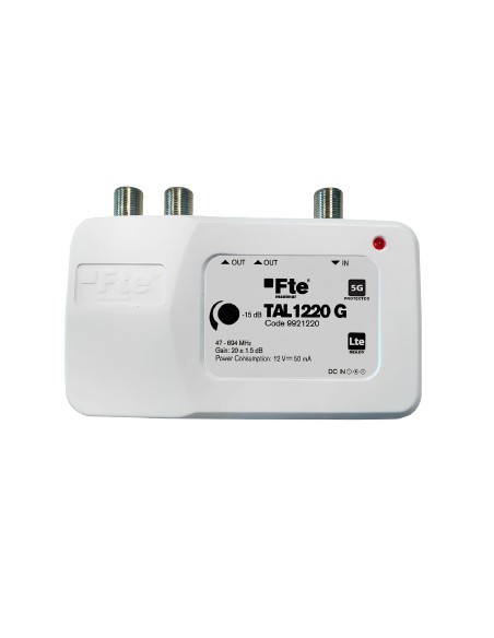 <p><strong>Especificaciones:</strong></p>
<p>- Ganancia 20 dB<br />- Amplificador distribuidor 2 salidas<br />- Fuente alimentac <p><strong>Especificaciones:</strong></p>
<p>- Ganancia 20 dB<br />- Amplificador distribuidor 2 salidas<br />- Fuente alimentac