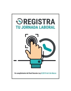 Placa/cartel registro jornada laboral plástico IN/EXT...