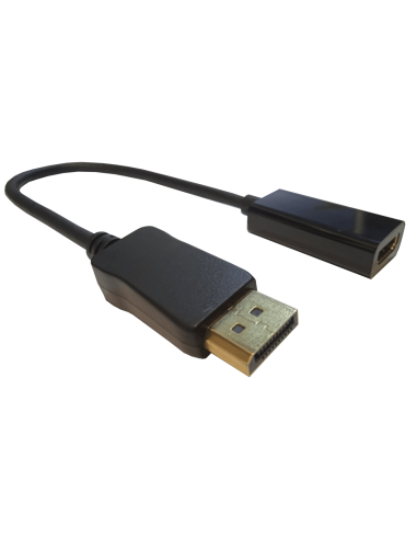 <p><span style="color:#4a4a4a;">onexión DisplayPort macho (IN) a HDMI hembra (OUT), con conectores dorados.</span></p>
<p><span 